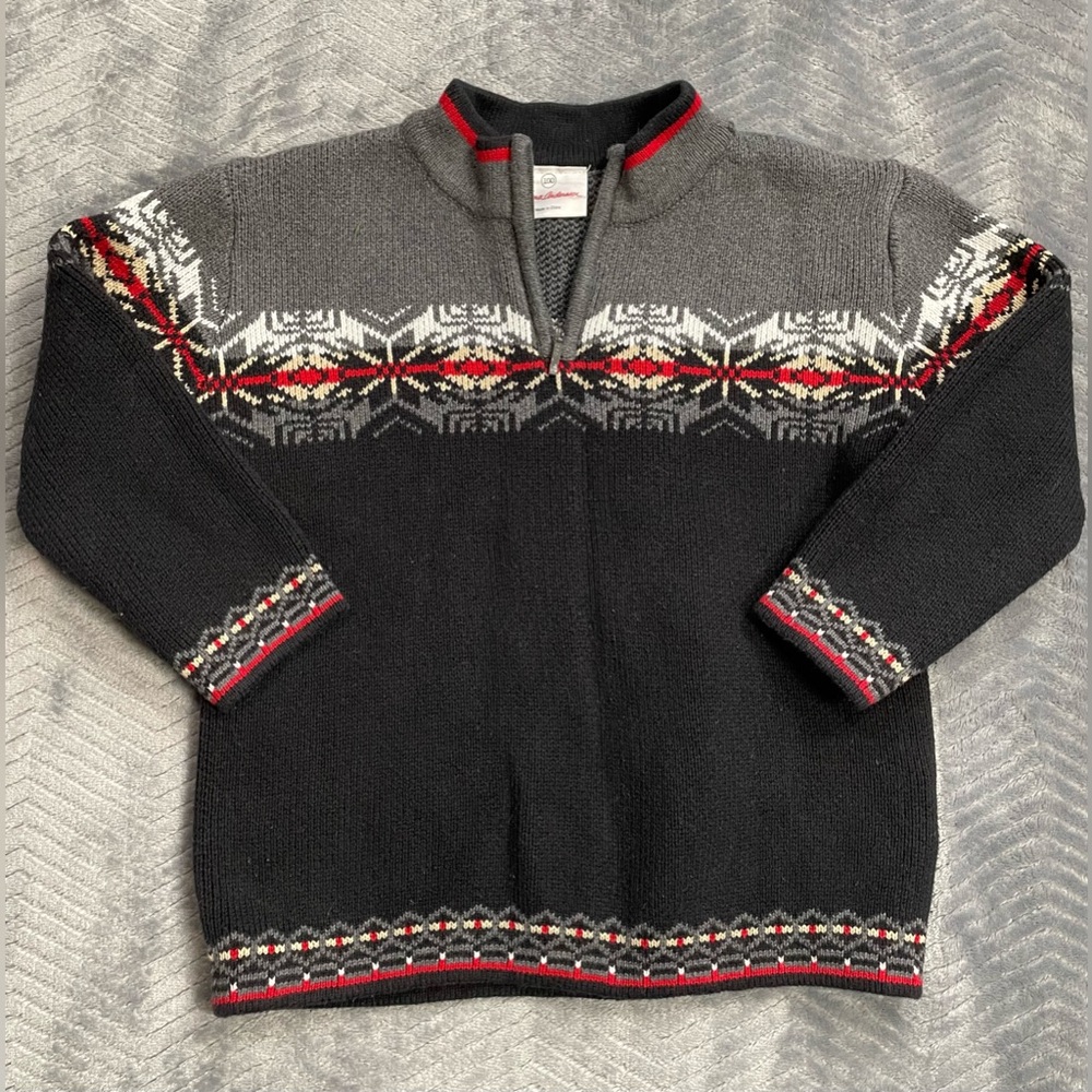 Boys Hanna Andersson Nordic Fair Isle Cotton Knit Sweater 100 (US 4)